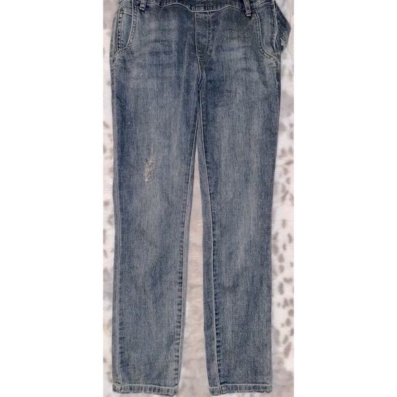 Free People Denim Overalls Women Size 25 Blue Cotton Blend Stretch Straight Leg - Picture 4 of 14